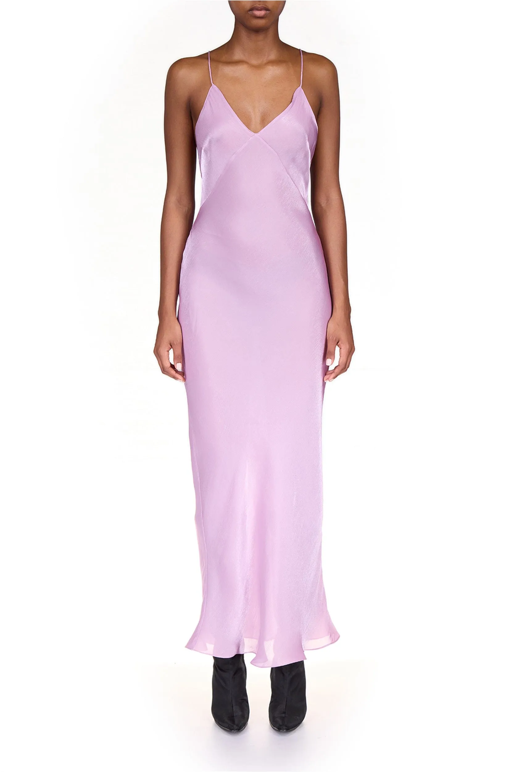 Violet Luminous Satin Slip Dress