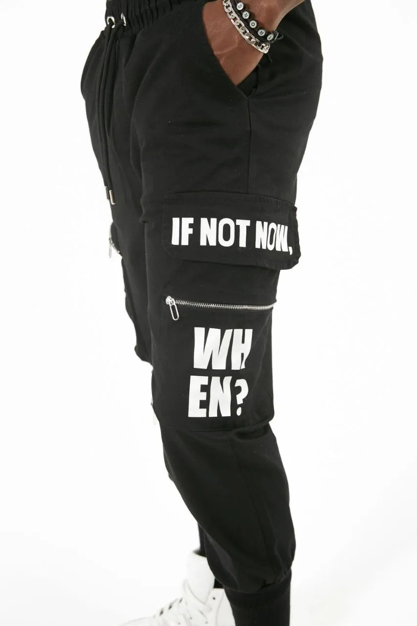 WHEN Cargo Joggers - Black E29A