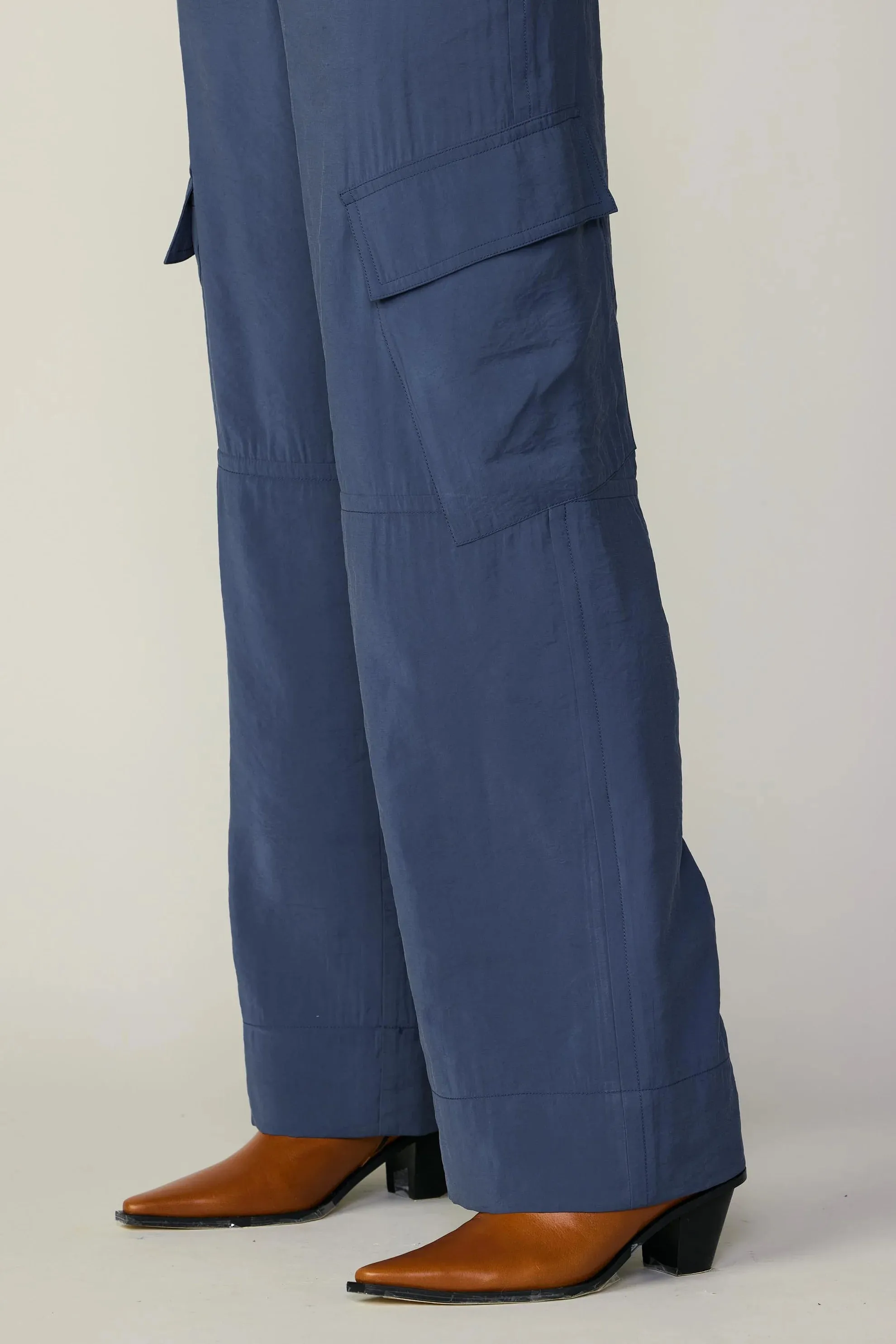 Wide Leg Cargo Navy Pants