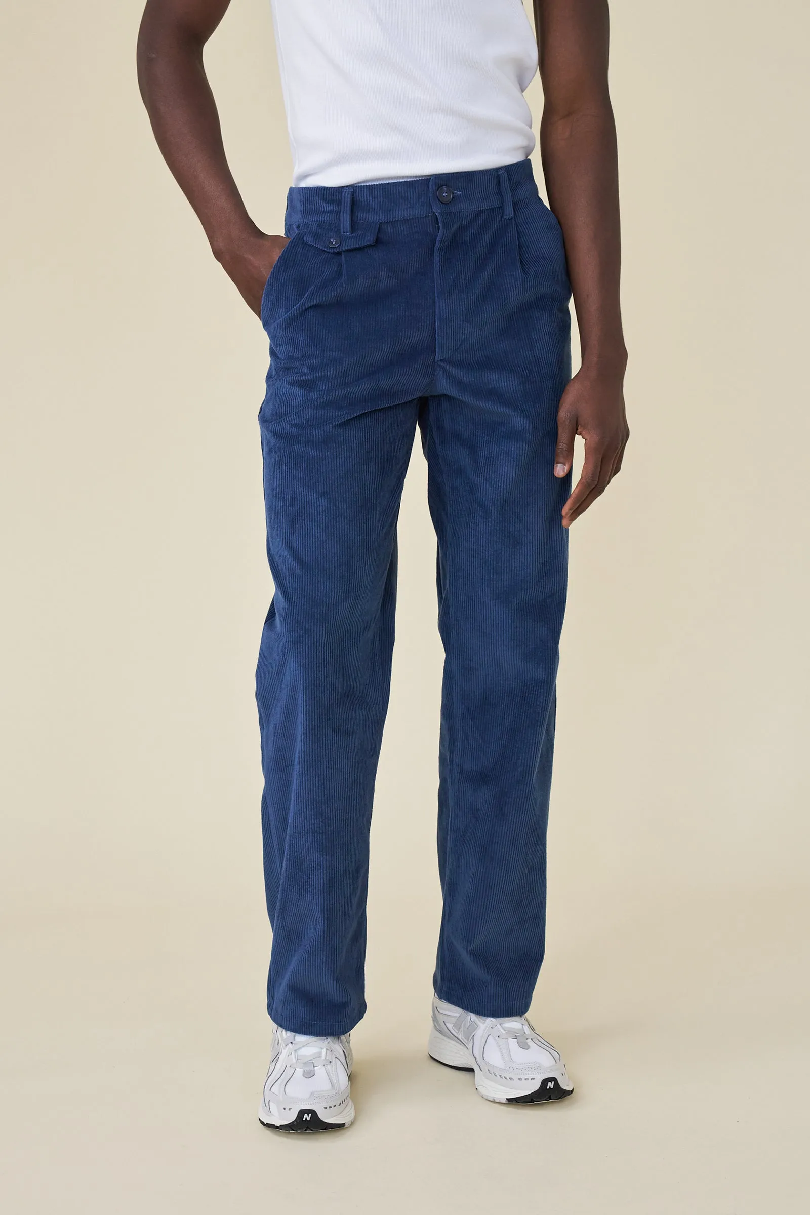 WIDE LEG CORDUROY TROUSER - DALLAS BLUE