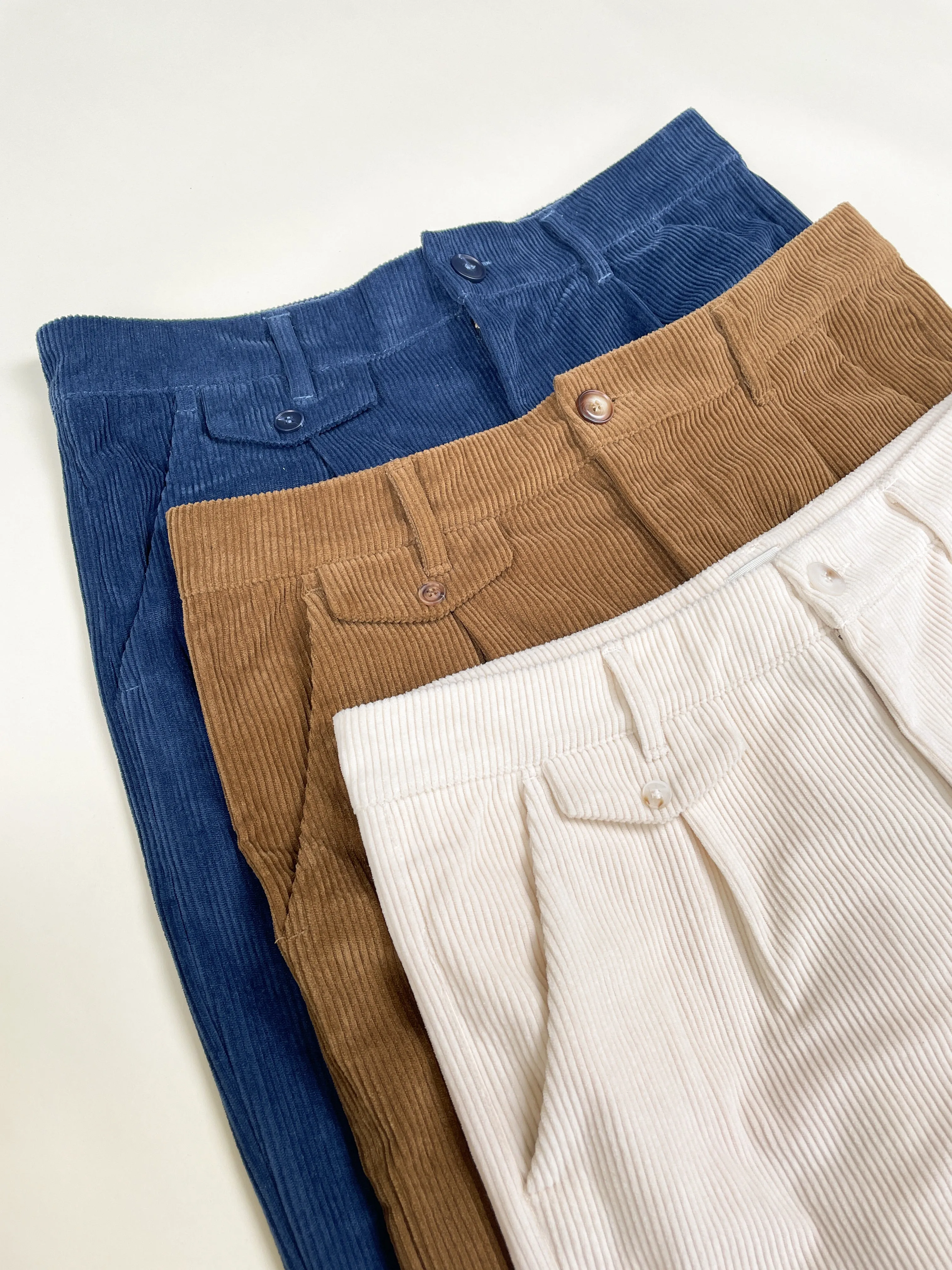 WIDE LEG CORDUROY TROUSER - DALLAS BLUE