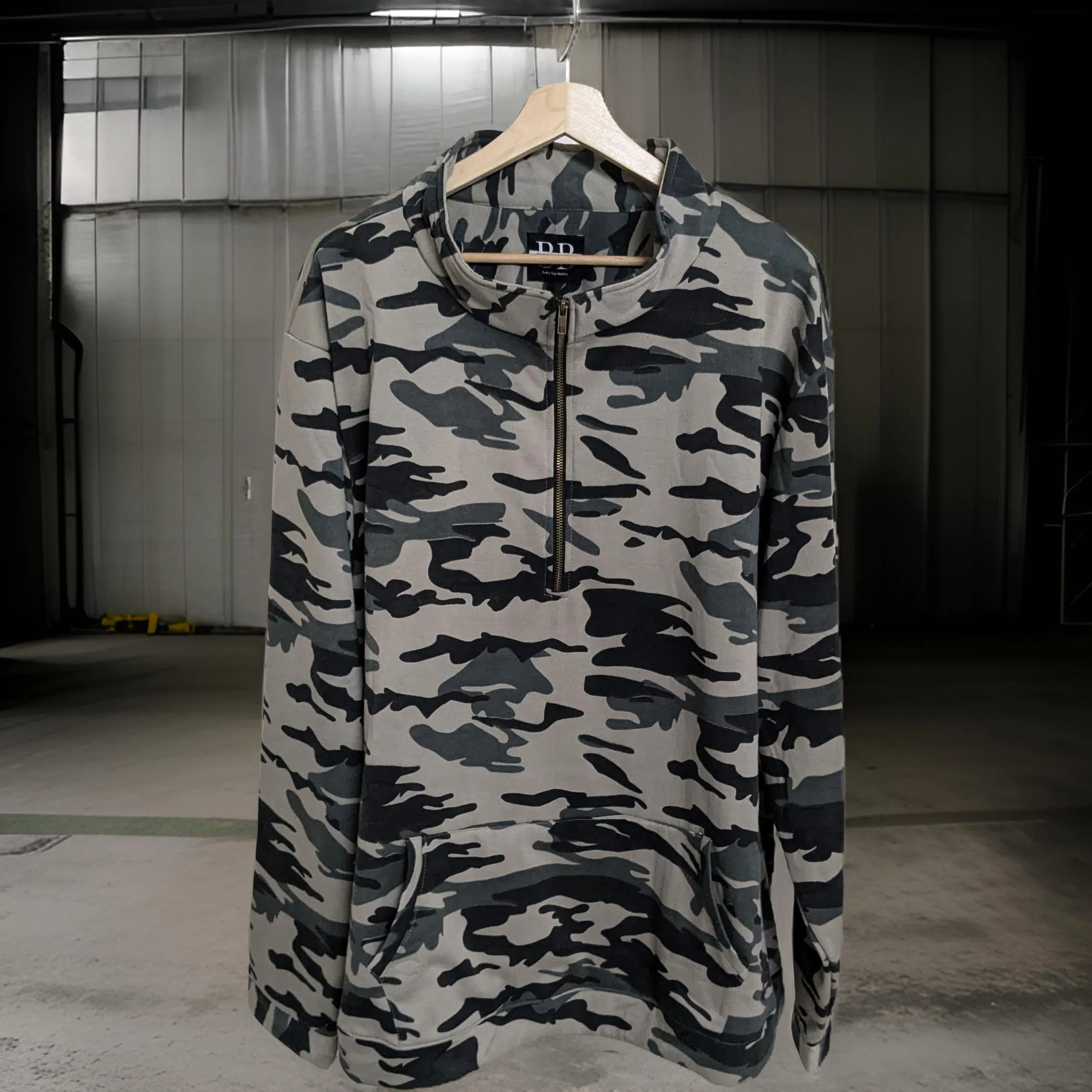 Winter Camouflage Quater Zip Fleece Sweatshirt