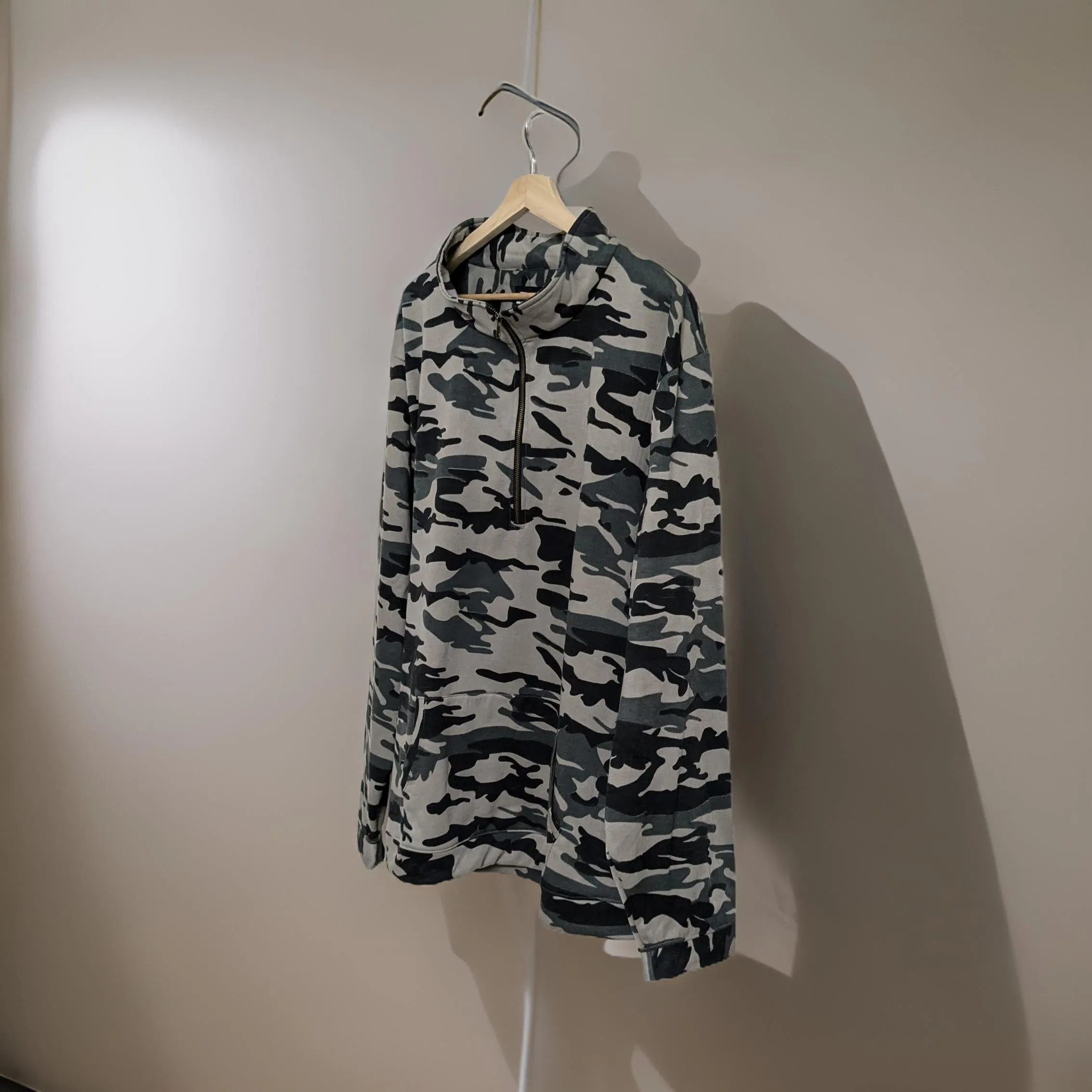 Winter Camouflage Quater Zip Fleece Sweatshirt