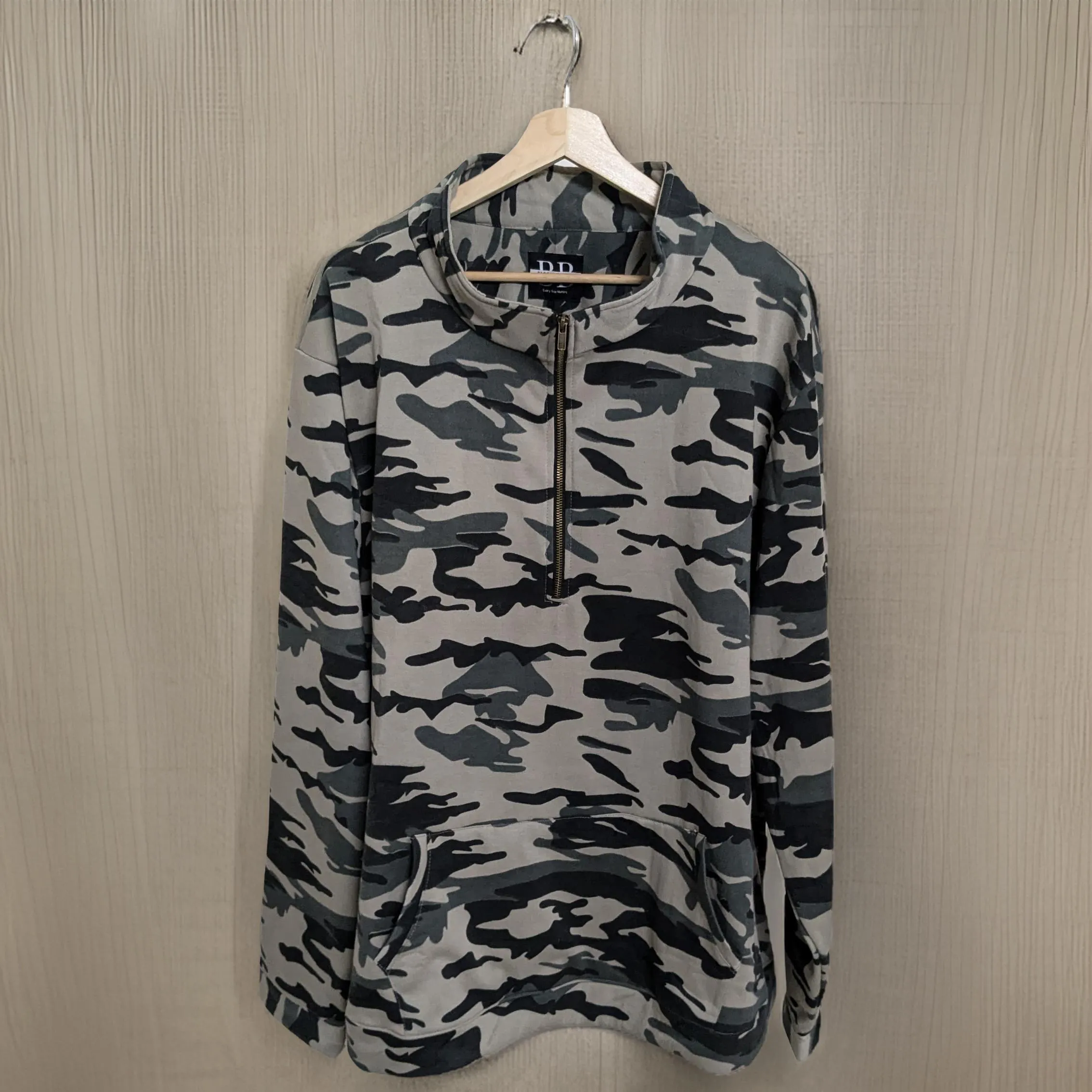 Winter Camouflage Quater Zip Fleece Sweatshirt