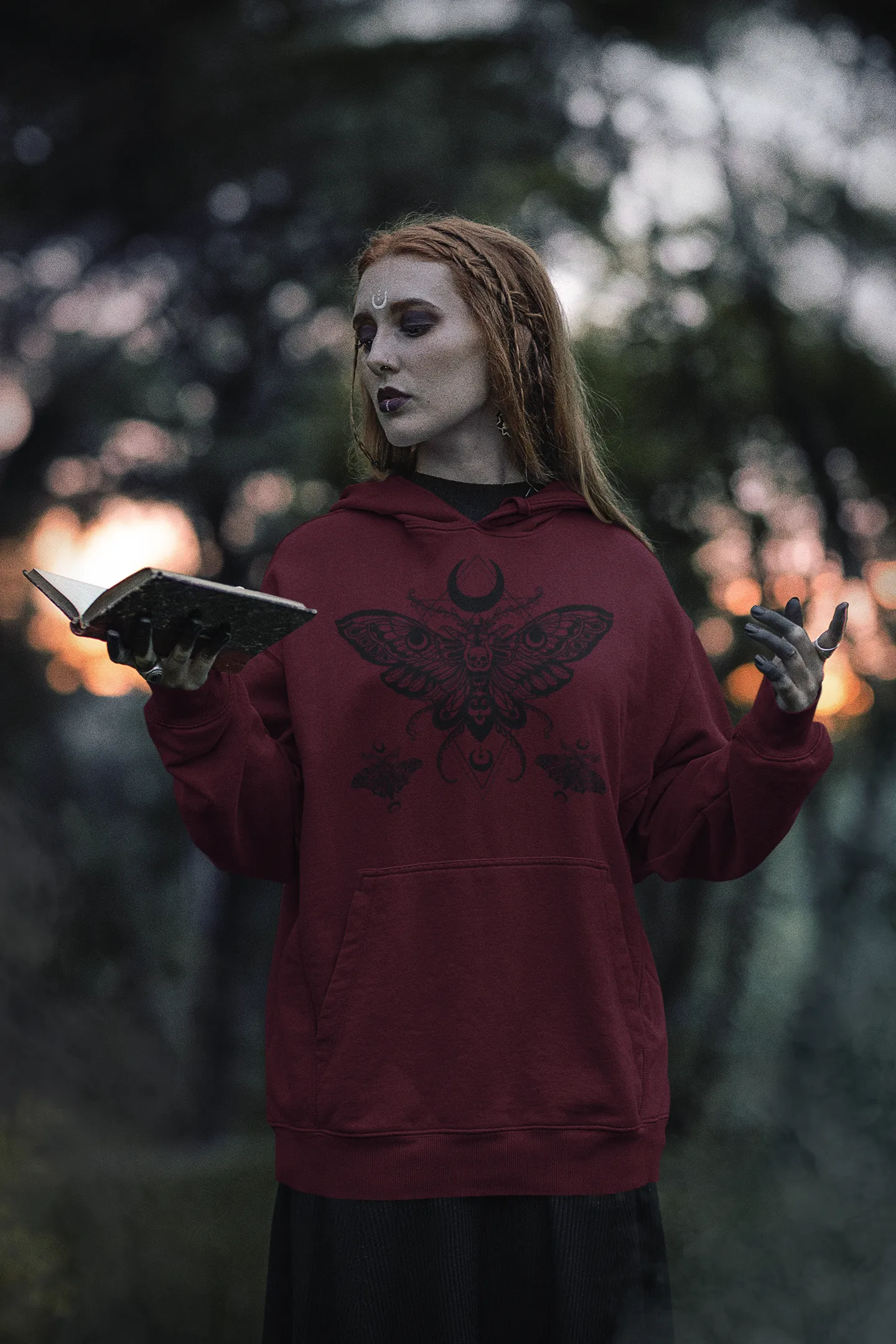 Witchy Goth Moth Classic Hoodie, Goth Hoodie, Witchy Hoodie, Moth, Goth Clothing, Witchy Clothing