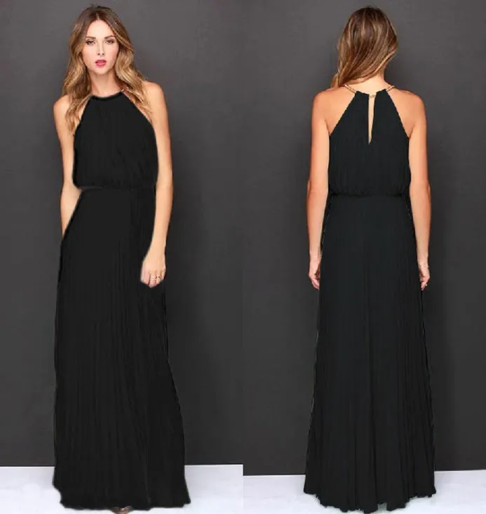 Women  Halter Chiffon Maxi Dress