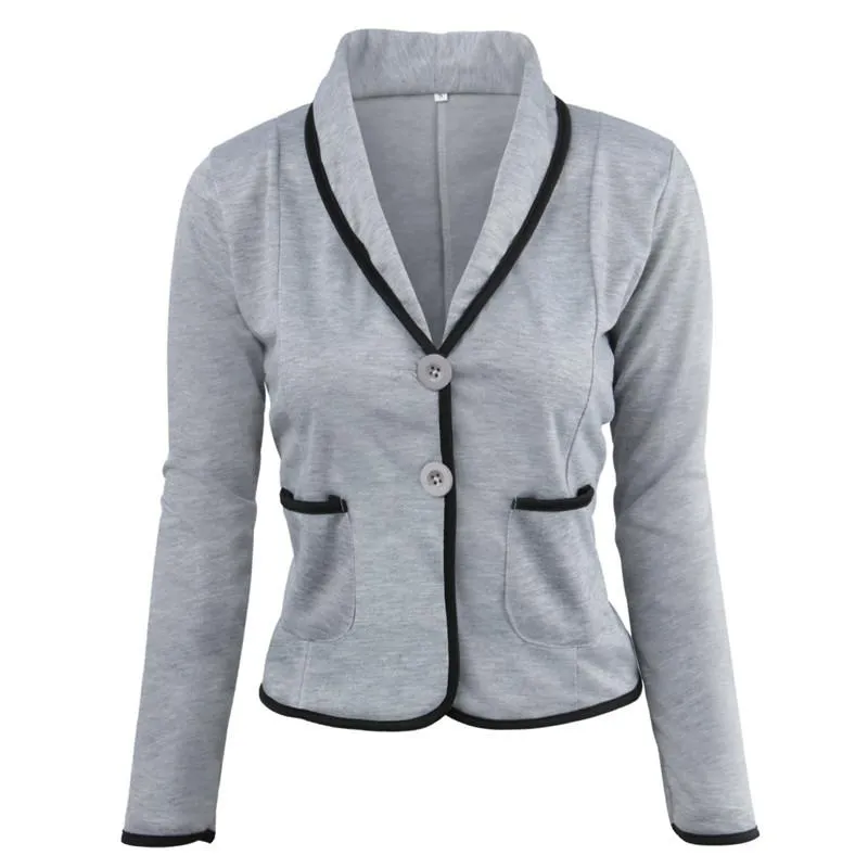 Women slim fit button up long sleeve top coats