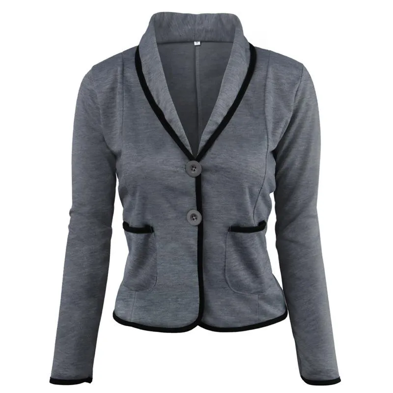 Women slim fit button up long sleeve top coats