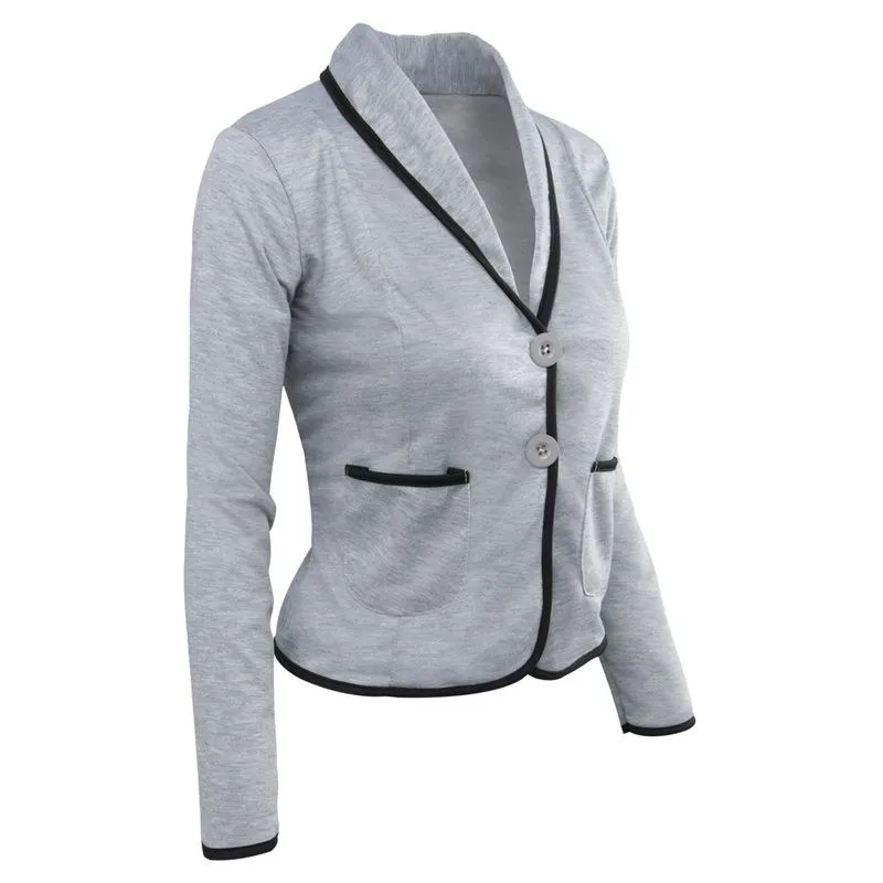 Women slim fit button up long sleeve top coats