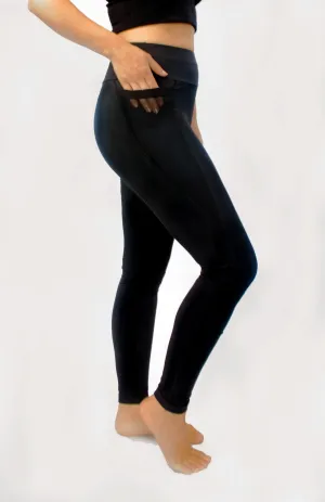 Womens Black Side Pocket Leggings