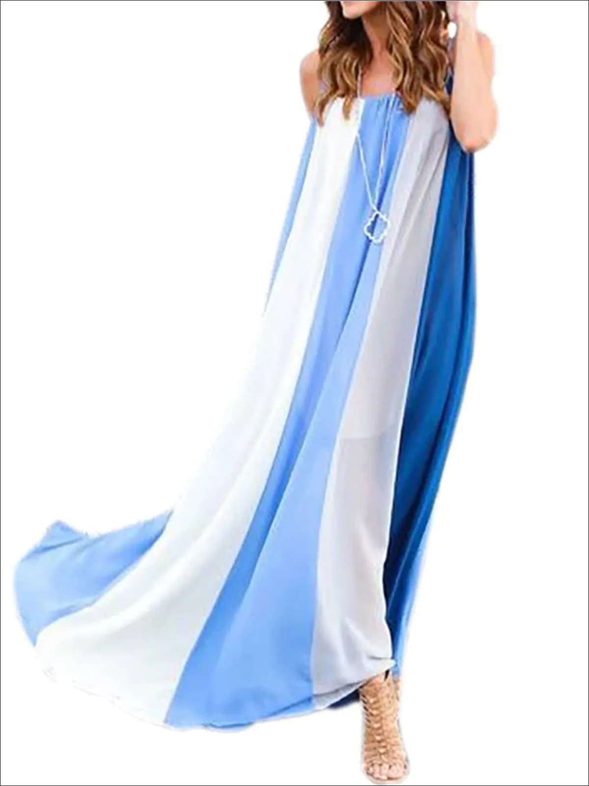 Women's Loose Striped Chiffon Maxi Dress