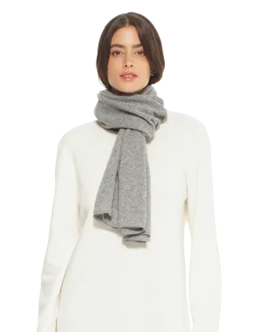 Womens's Pure Cashmere Plain Knit Scarf Medium Grey