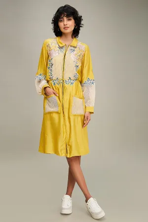 Yellow Zinnia Applique Long Dress