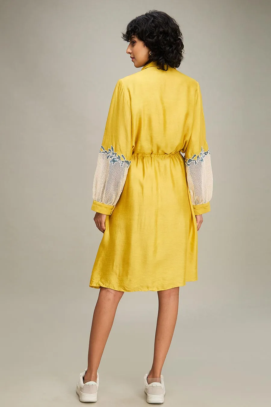 Yellow Zinnia Applique Long Dress